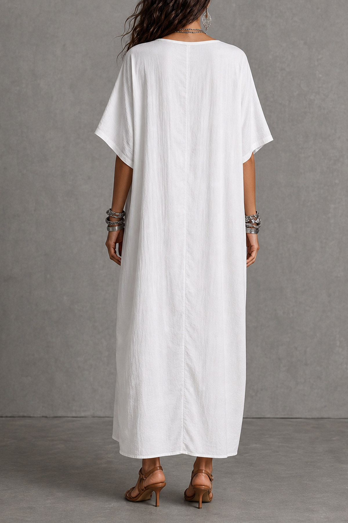 Xylven Batwing Sleeve Pockets Maxi Dress