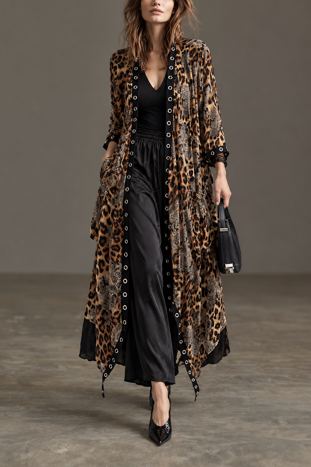 Yasmine Leopard Print Kimono Cardigan