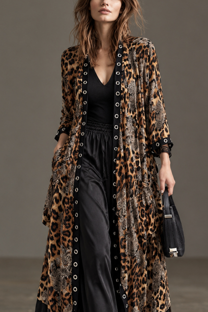 Yasmine Leopard Print Kimono Cardigan