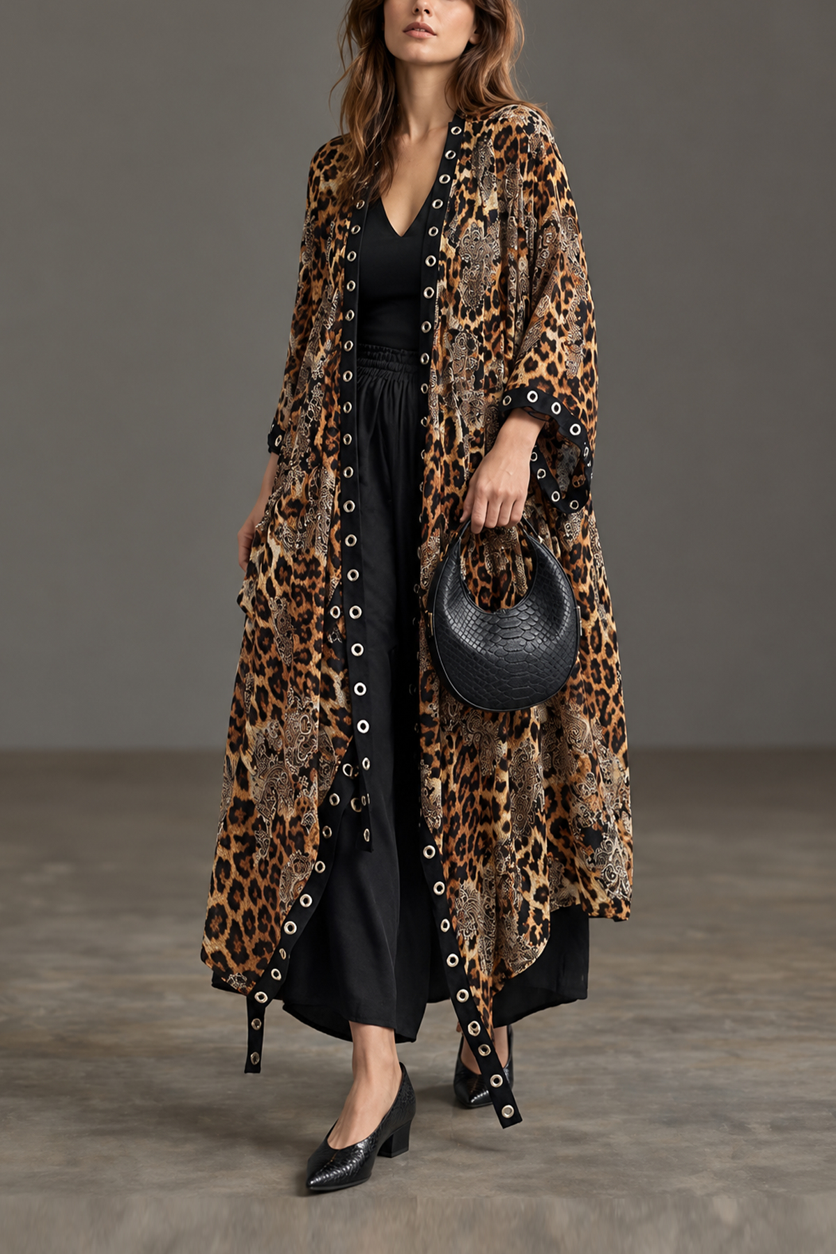 Yasmine Leopard Print Kimono Cardigan