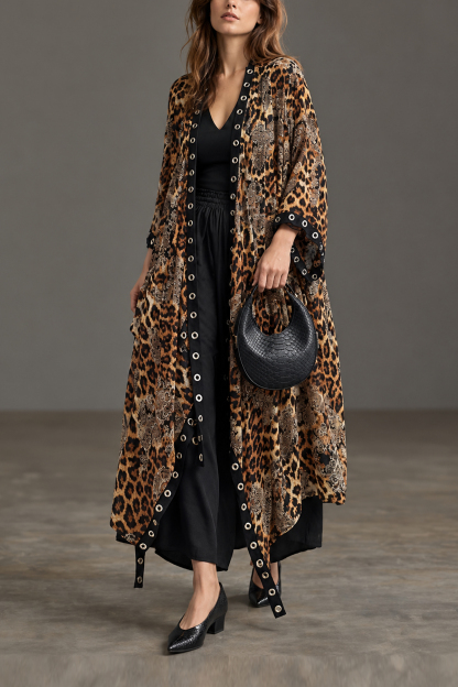 Yasmine Leopard Print Kimono Cardigan