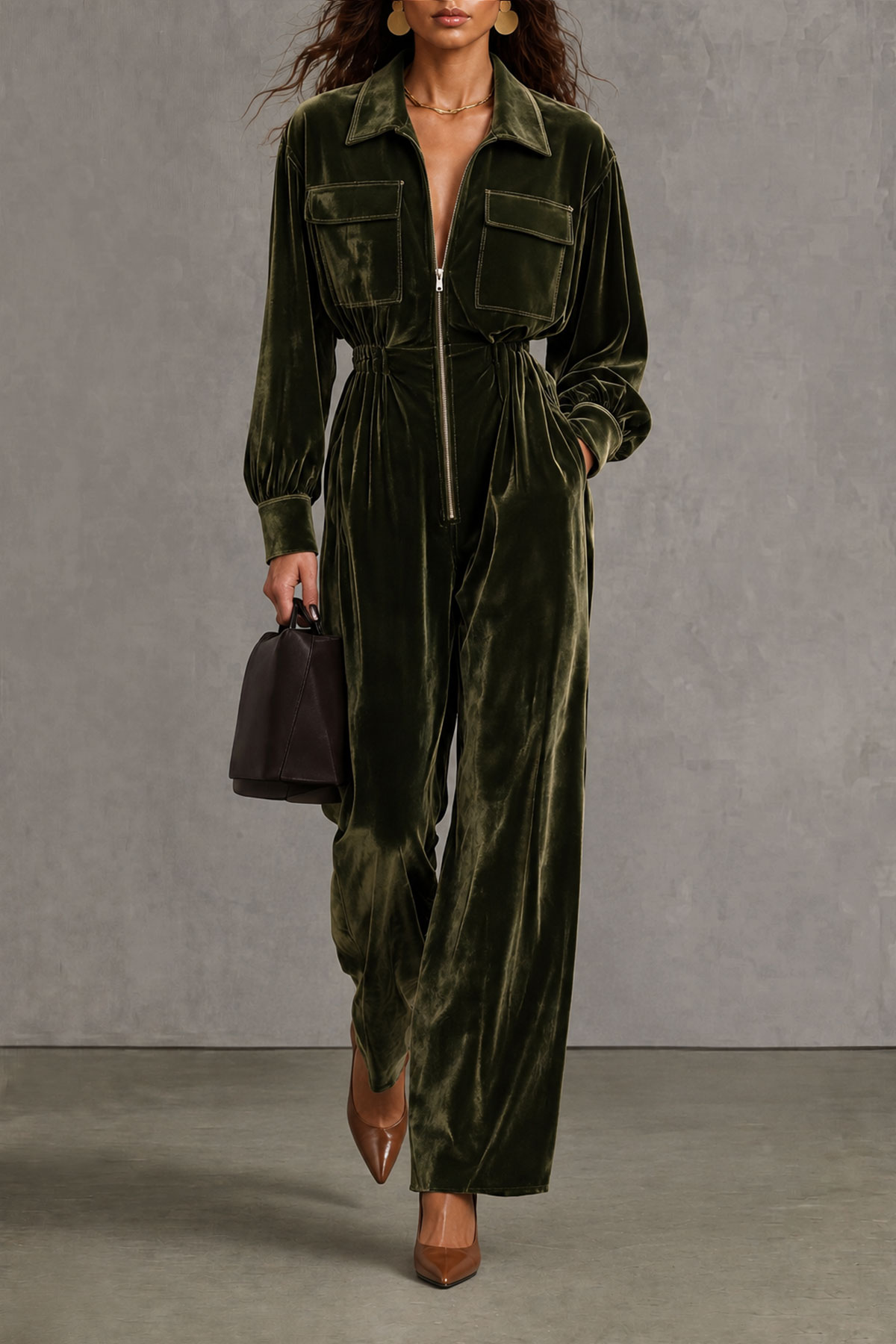 Zadie Velvet Zipper Jumpsuit