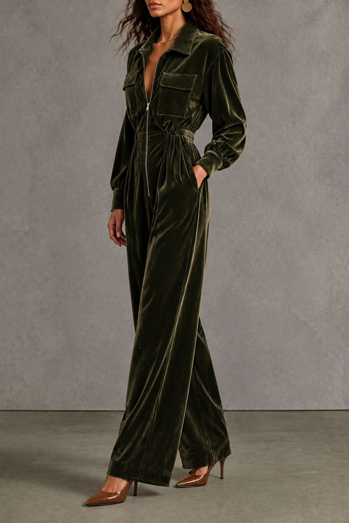 Zadie Velvet Zipper Jumpsuit