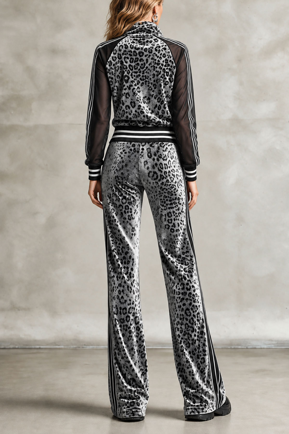 Zafira Leopard Print Striped Pants Set