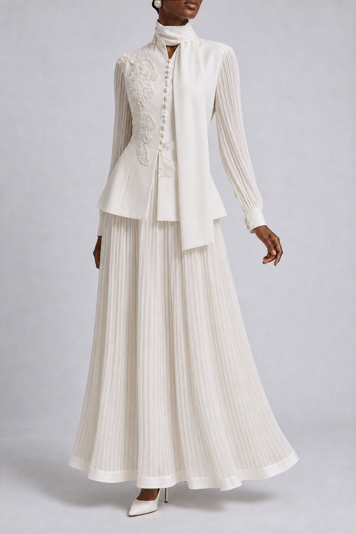 Zara Flower Lace Embroidery Skirt Set