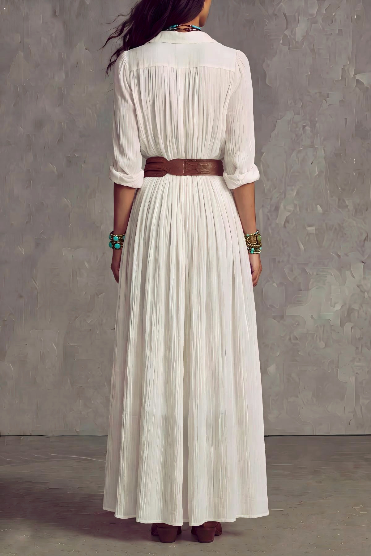Zelora Ruched Shirt Maxi Dress 