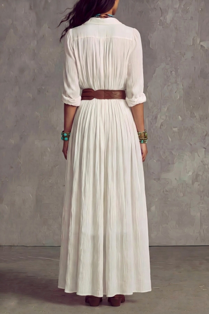 Zelora Ruched Shirt Maxi Dress 