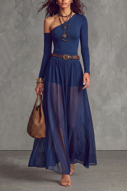 Zelvyn Long Sleeve Ruched Maxi Dress 