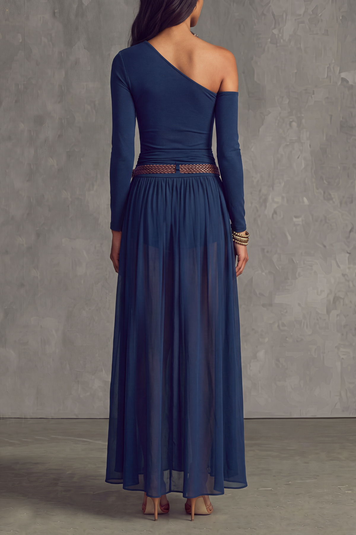 Zelvyn Long Sleeve Ruched Maxi Dress 