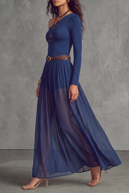 Zelvyn Long Sleeve Ruched Maxi Dress 