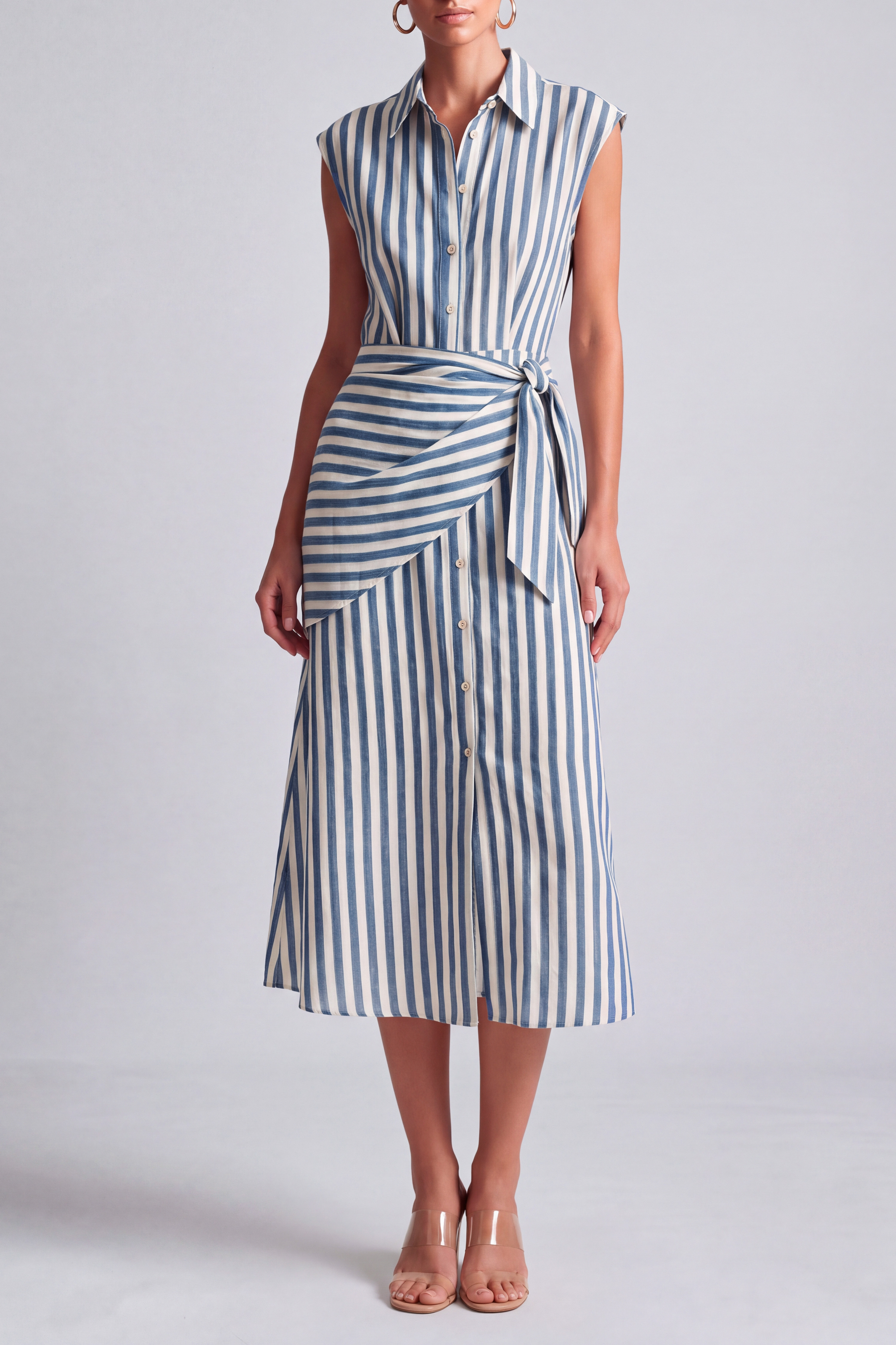 Zinnia Stripe Tie Up Midi Dress