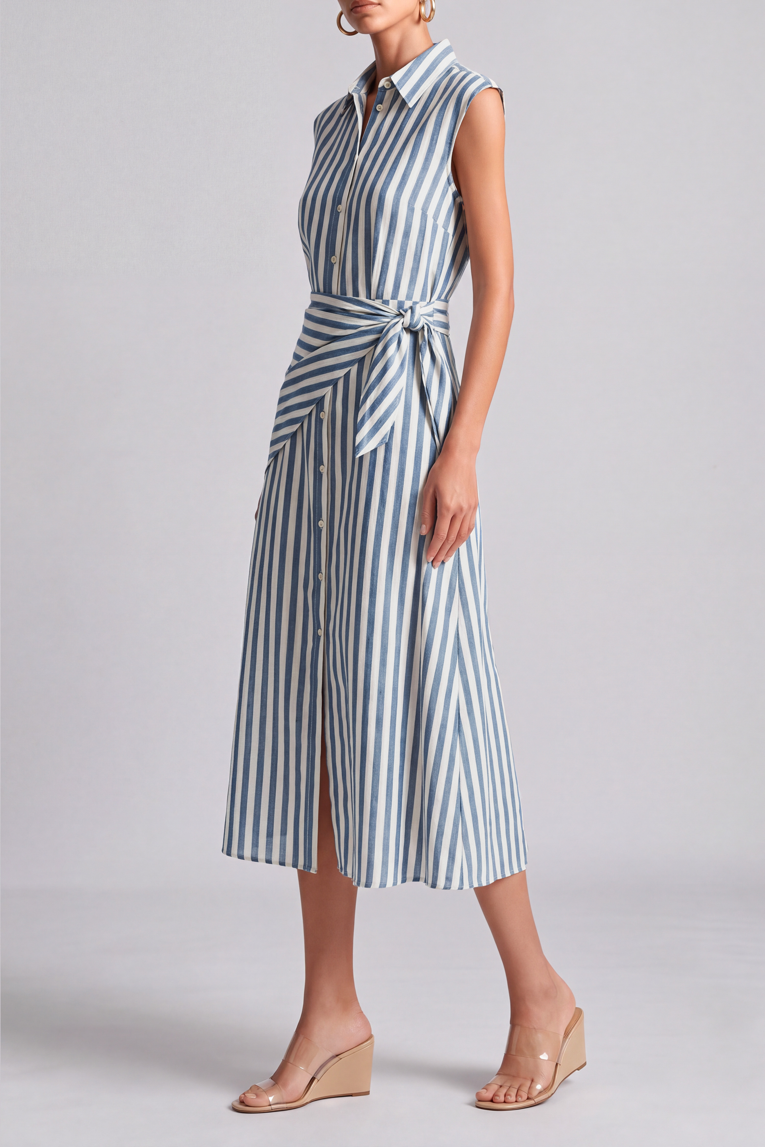 Zinnia Stripe Tie Up Midi Dress