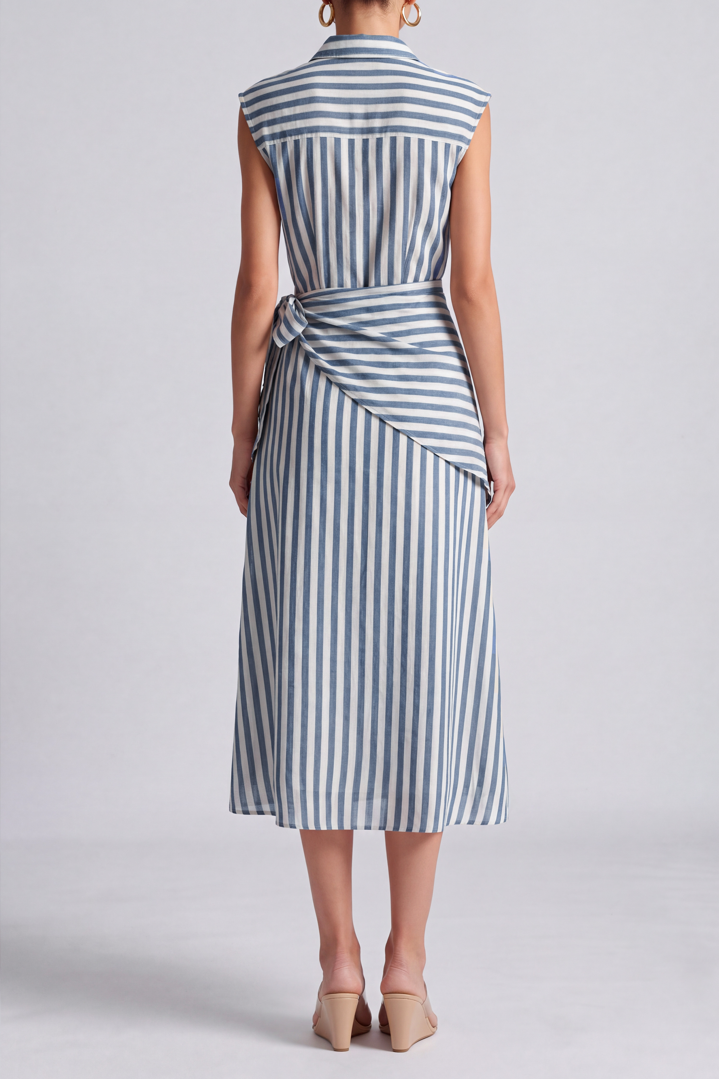 Zinnia Stripe Tie Up Midi Dress