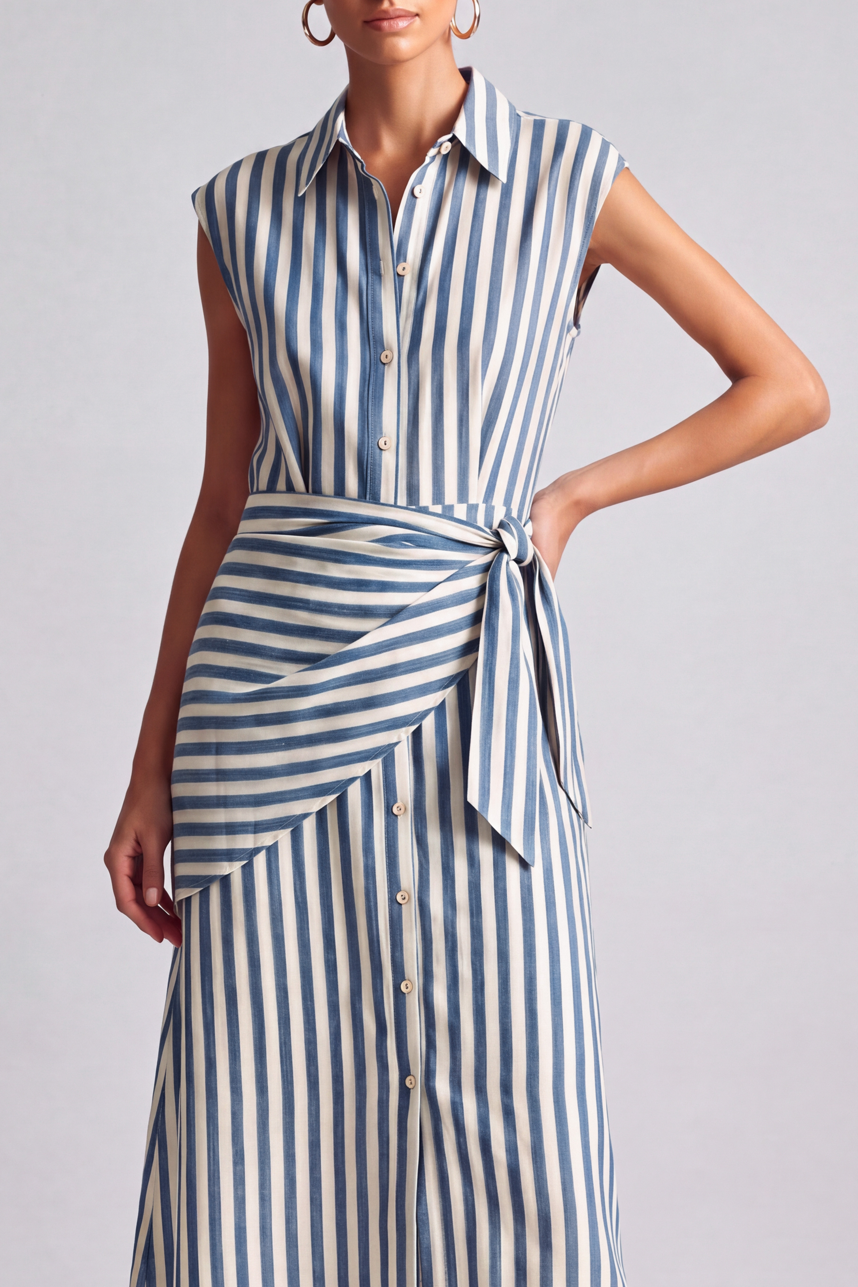 Zinnia Stripe Tie Up Midi Dress
