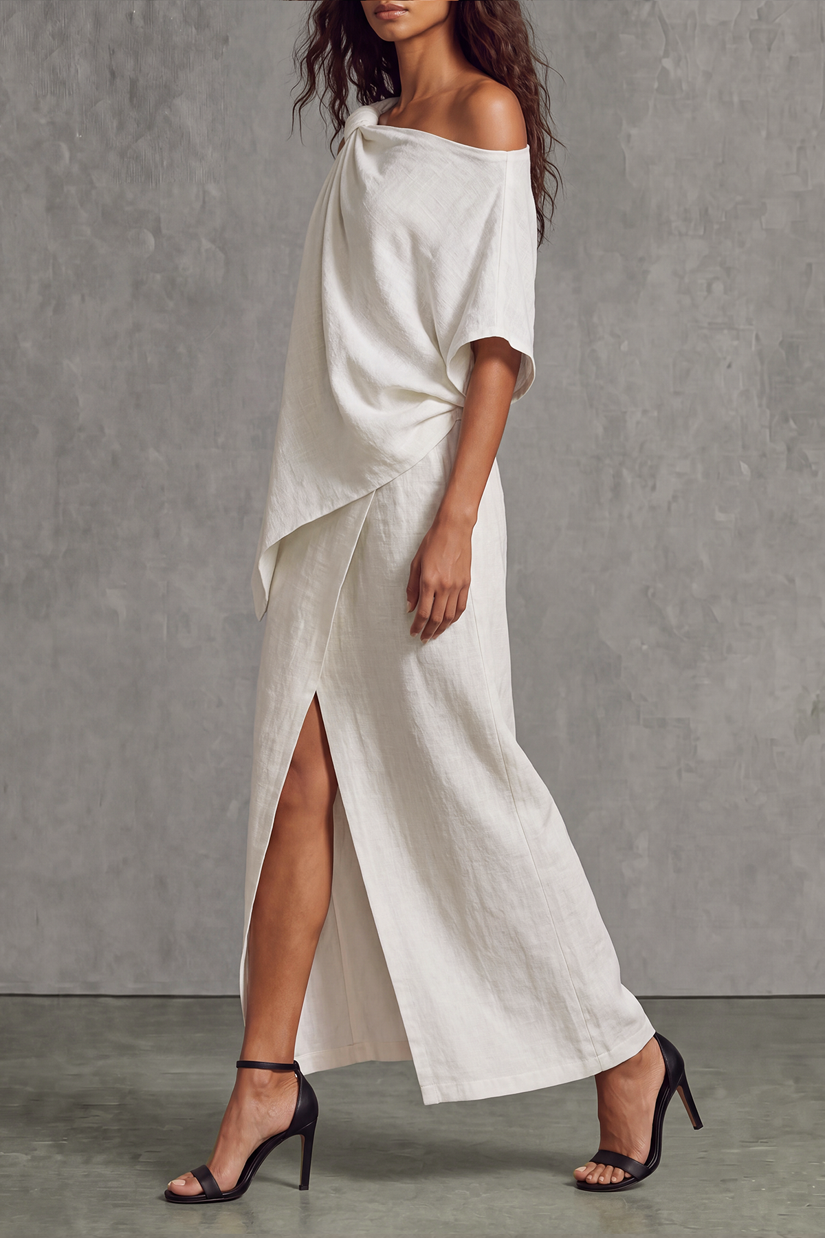 Zorith Knot Strap High Slit Skirt Set