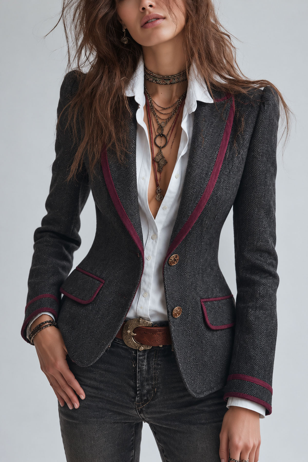 Zosia Long Sleeve Lapel Collar Blazer