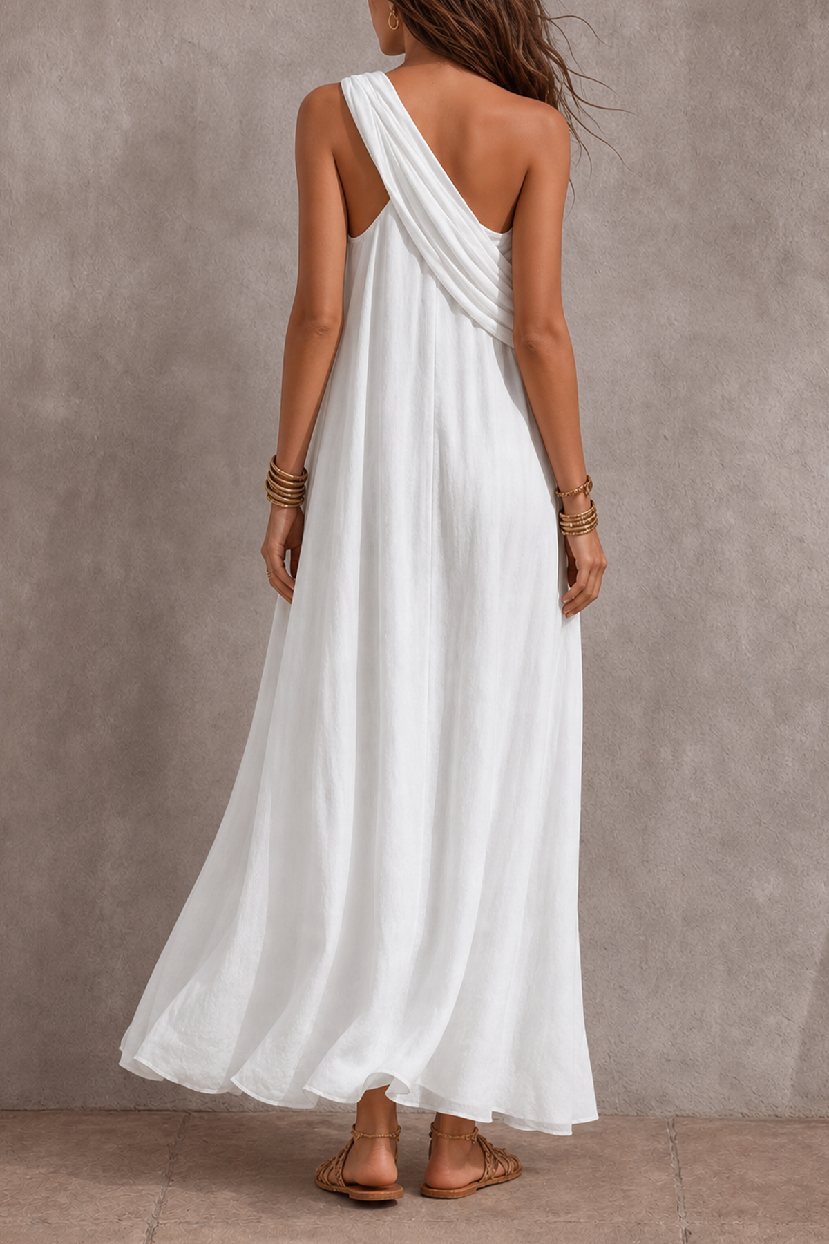 Zyvian One Shoulder Pockets Maxi Dress