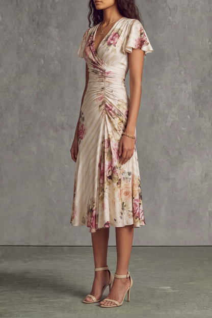 Langley Floral Ruched Midi Dress