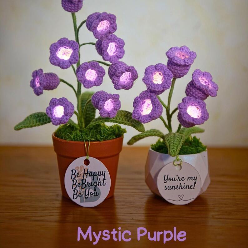 Custom-Made Crocheted Lily Flowers, Handmade Lily-Of-The-Valley Flower Lamps – The Perfect Gift For Couples, Birthdays, Mother's Day, And More.