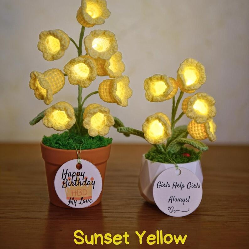 Custom-Made Crocheted Lily Flowers, Handmade Lily-Of-The-Valley Flower Lamps – The Perfect Gift For Couples, Birthdays, Mother's Day, And More.