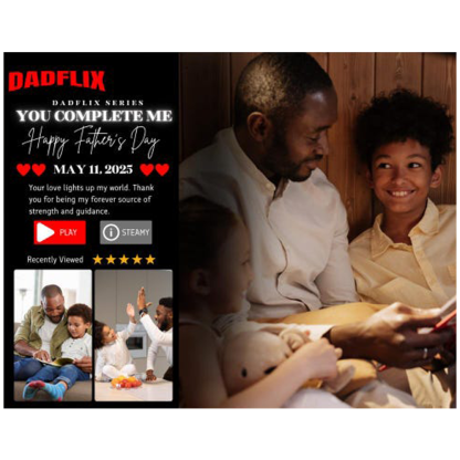 Customized Dadflix Series You Complete Me Movie Photo Frame, The Best Father's Day Gift Ever