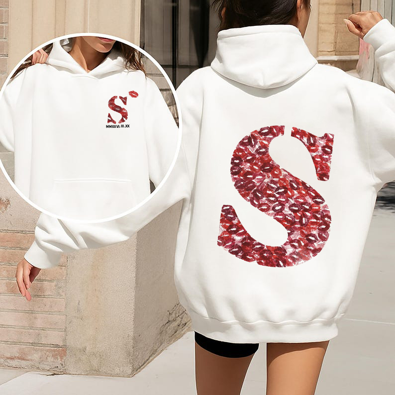 Customize Our Kiss Mark Couple Hoodies.