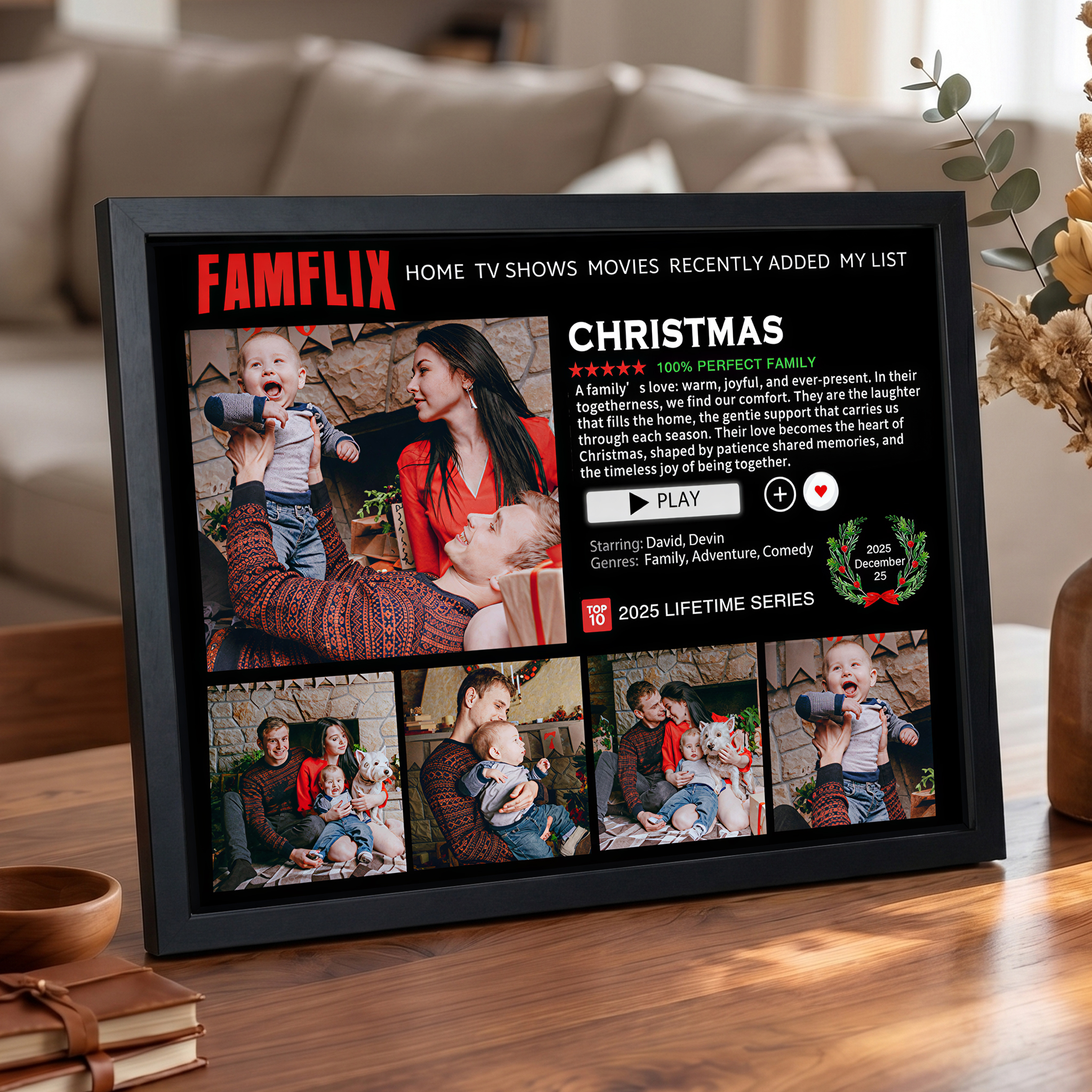 Custom Christmas Photo Frames, The Perfect Christmas Family, 2025 Lifetime Series, FAMFLIX