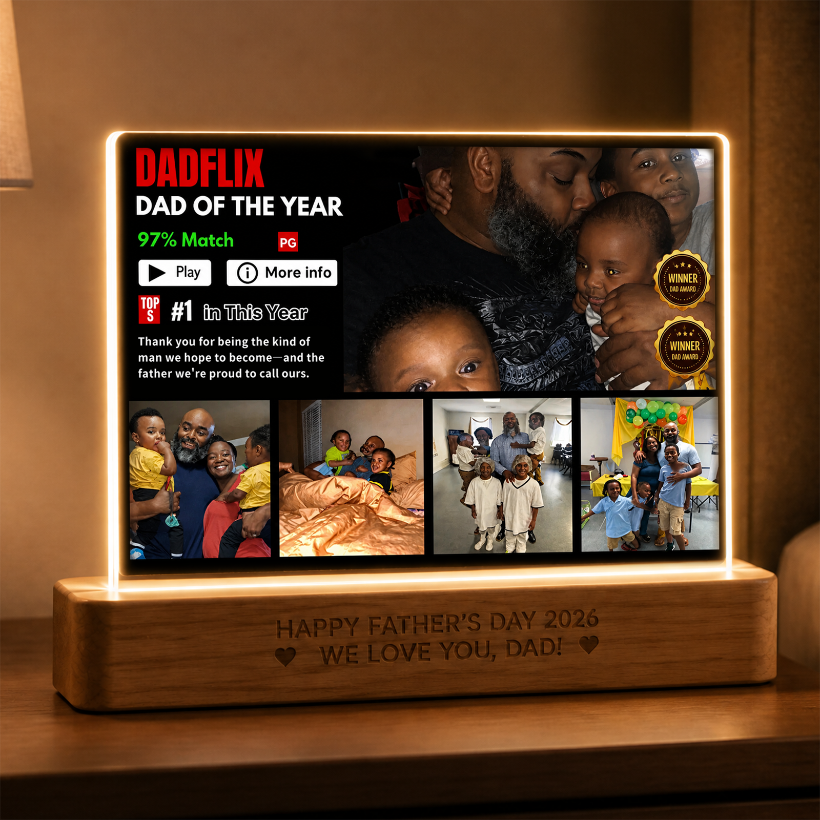 Custom Dadflix Dad of the Year Night Light-Father's Day Gift