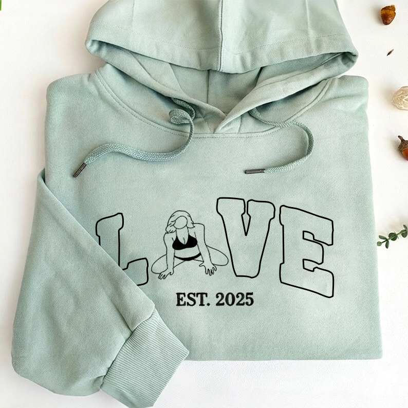 Your Photo, Your Love – Custom Couple Sexy Outline Sweatshirt For A Memorable Valentine’S 💑