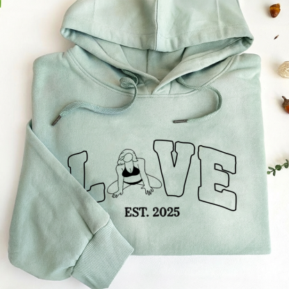 Your Photo, Your Love – Custom Couple Sexy Outline Sweatshirt For A Memorable Valentine’S 💑