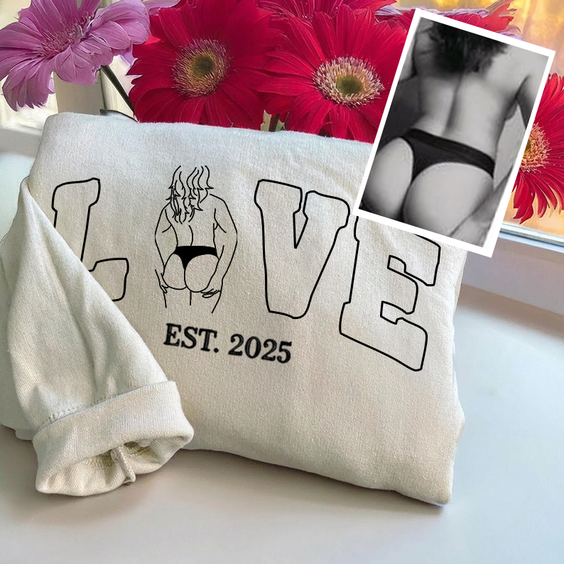 Your Photo, Your Love – Custom Couple Sexy Outline Sweatshirt For A Memorable Valentine’S 💑