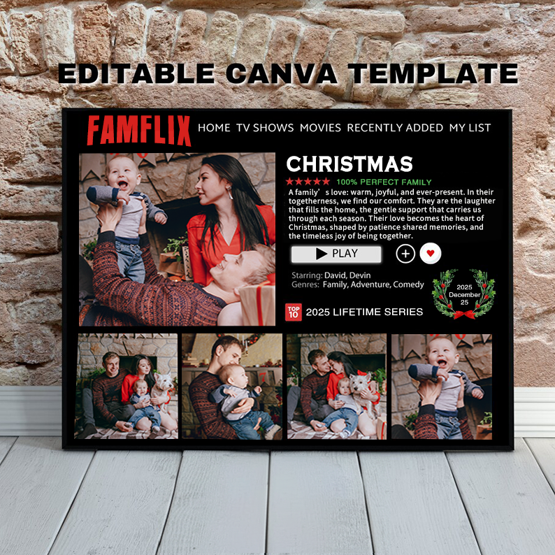 Custom Christmas Photo Frames, The Perfect Christmas Family, 2025 Lifetime Series, FAMFLIX