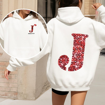 Customize Our Kiss Mark Couple Hoodies.