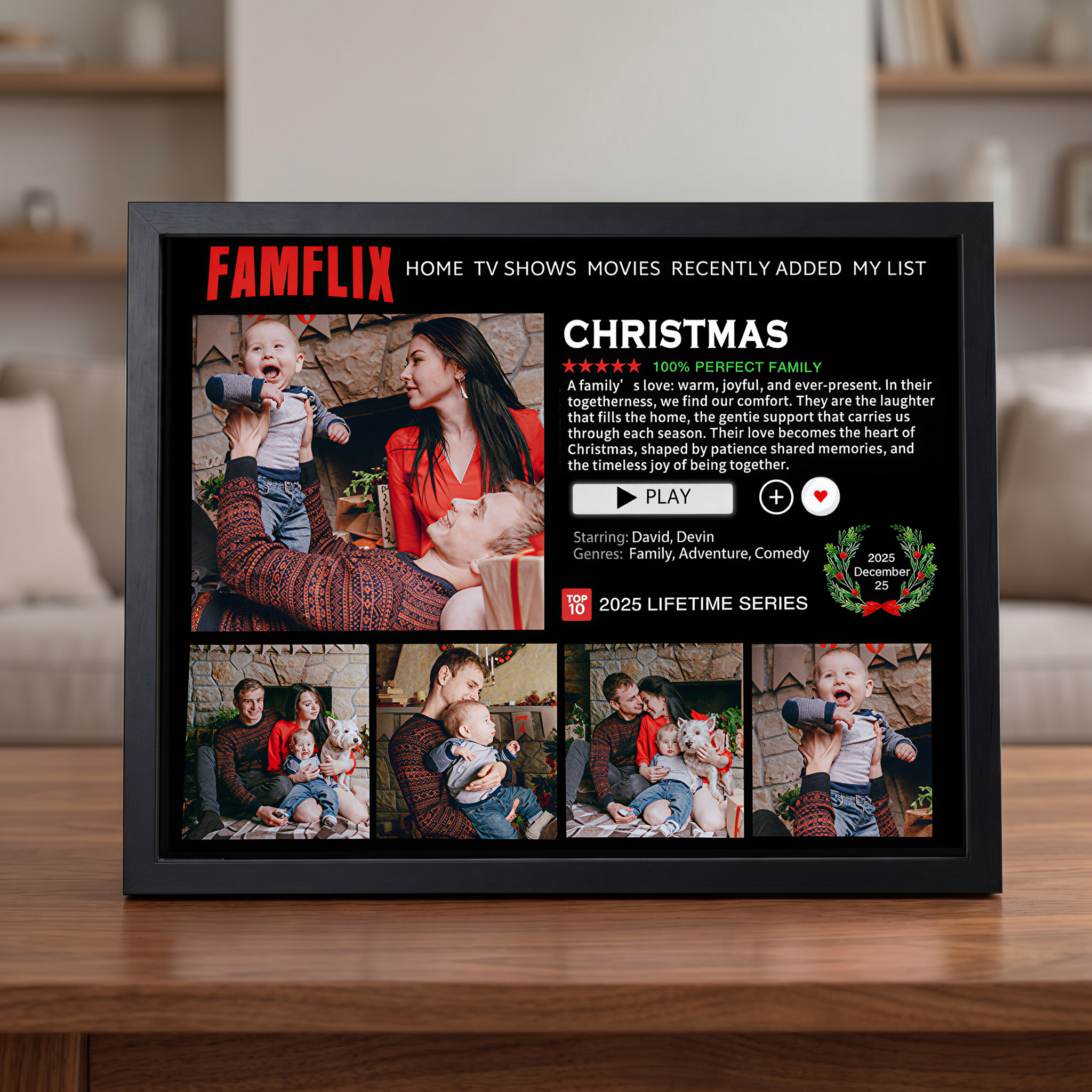 Custom Christmas Photo Frames, The Perfect Christmas Family, 2025 Lifetime Series, FAMFLIX