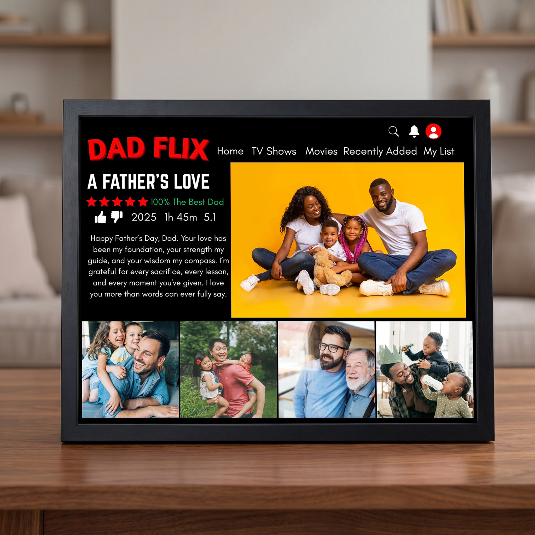 A Father's Love - Custom Photo Dadflix Movie Frame for Father’s Day