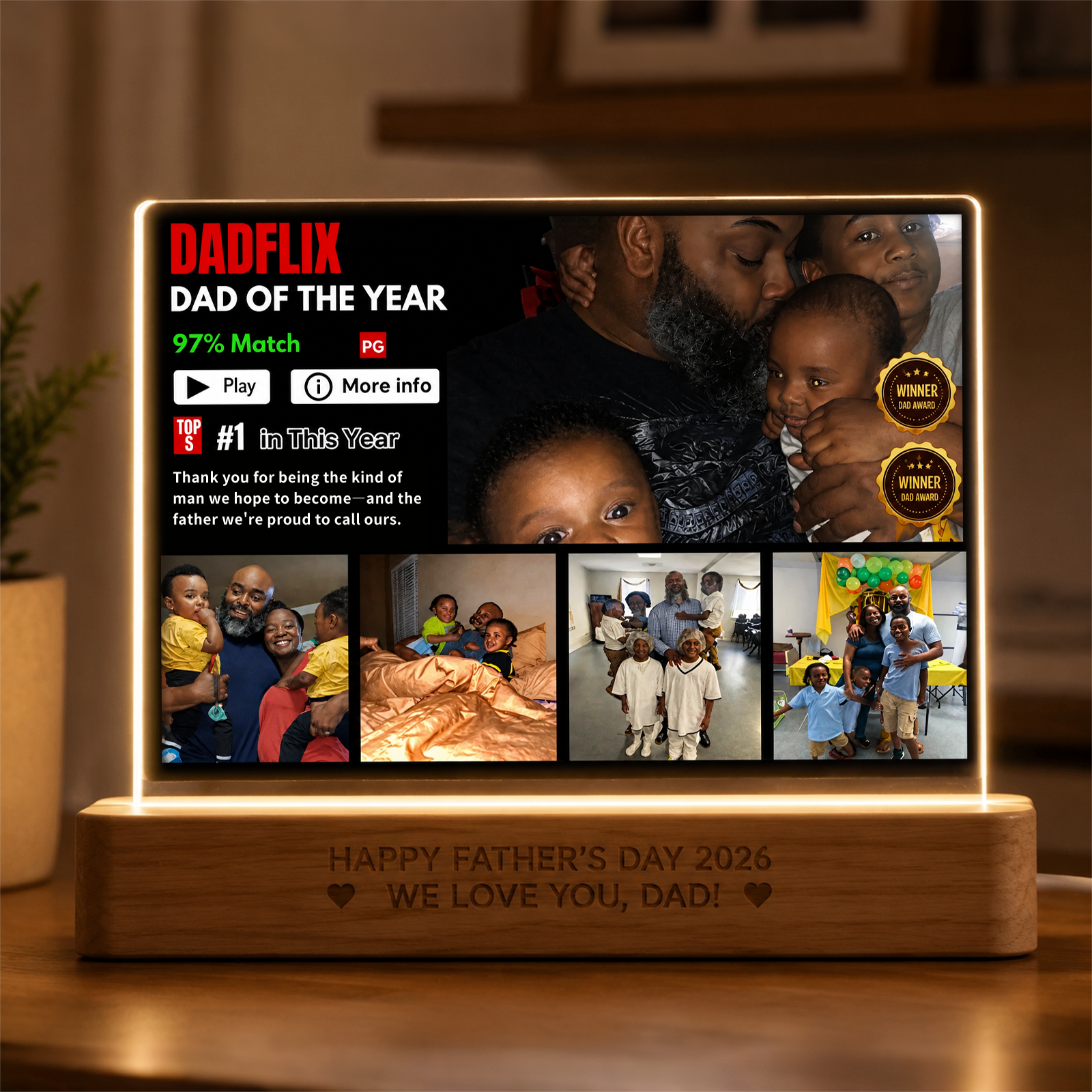 Custom Dadflix Dad of the Year Night Light-Father's Day Gift