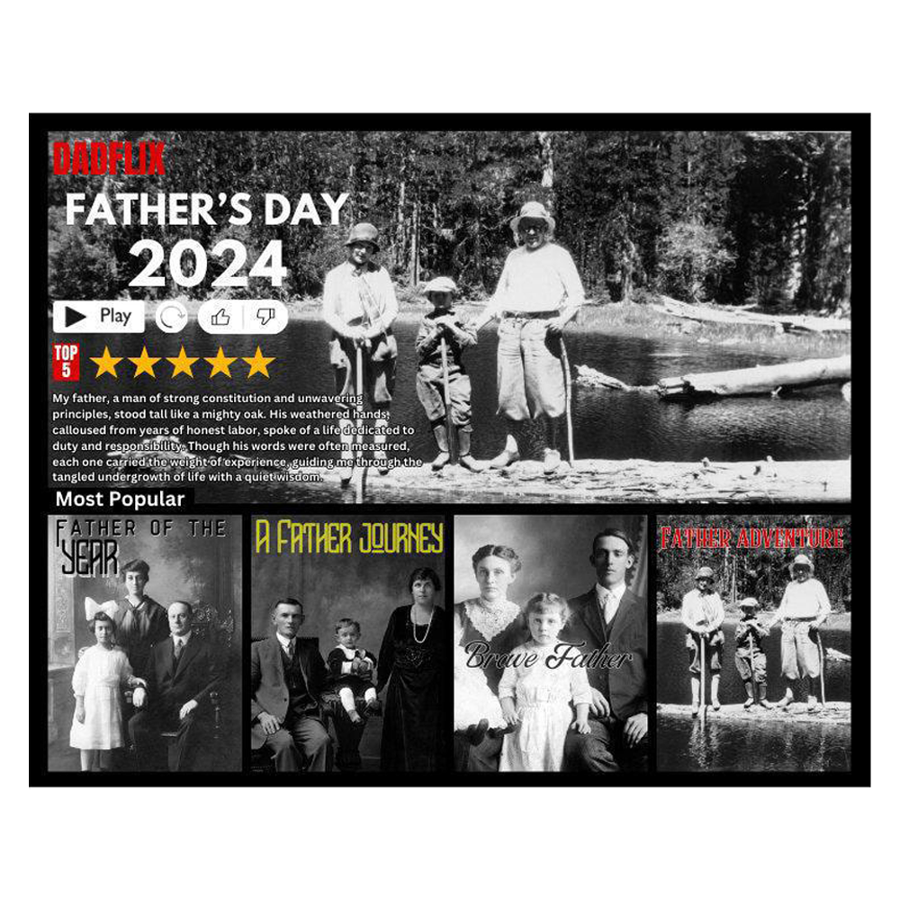 Viral Dadflix Canva Editable Template, Dadflix Movie Photo Collage, Happy Father’s Day Template, Gift For Grandpa, Father's Day Gift