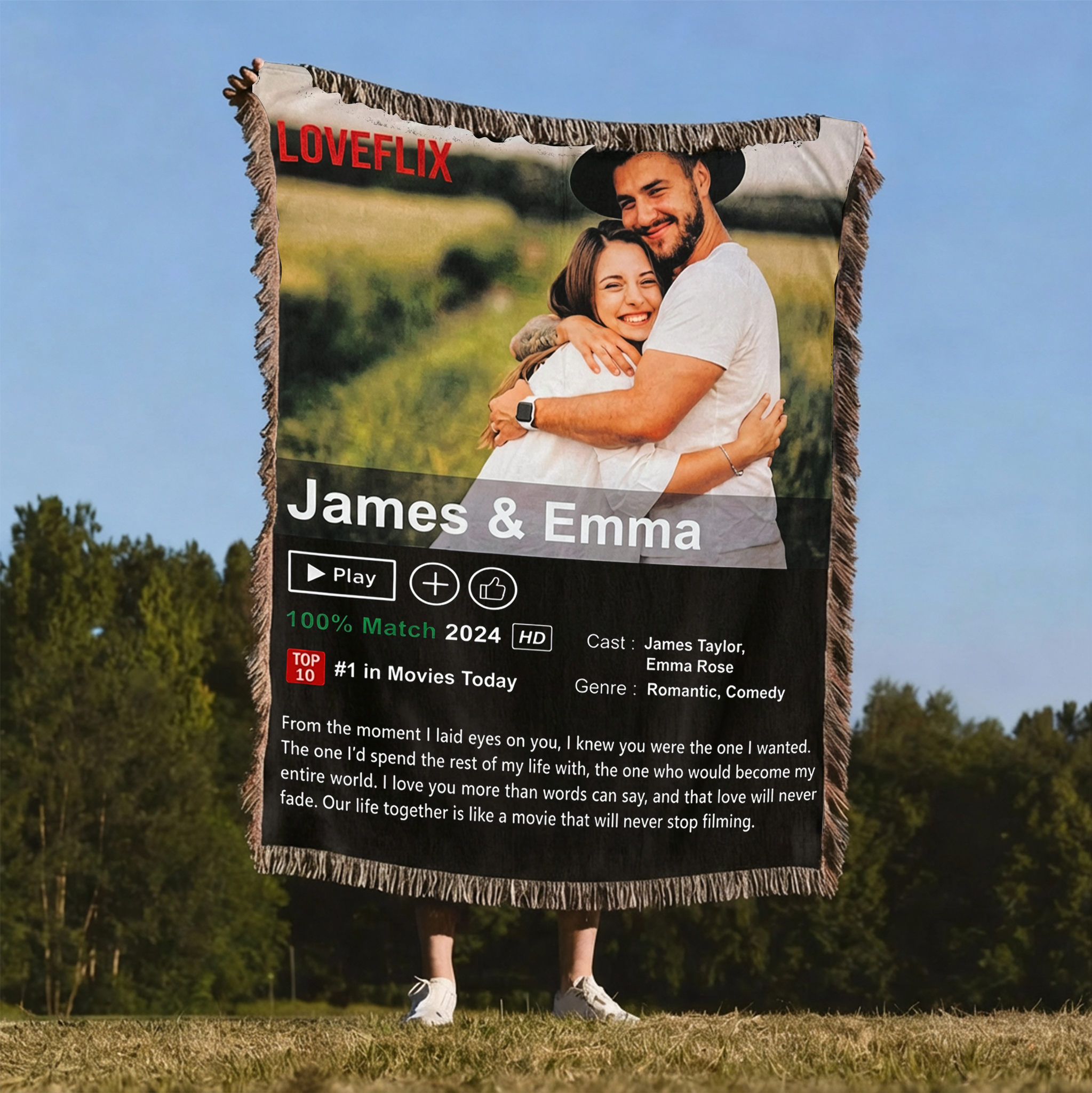 Custom Anime Loveflix Movie Photo Tassel Blanket With Your Love Story