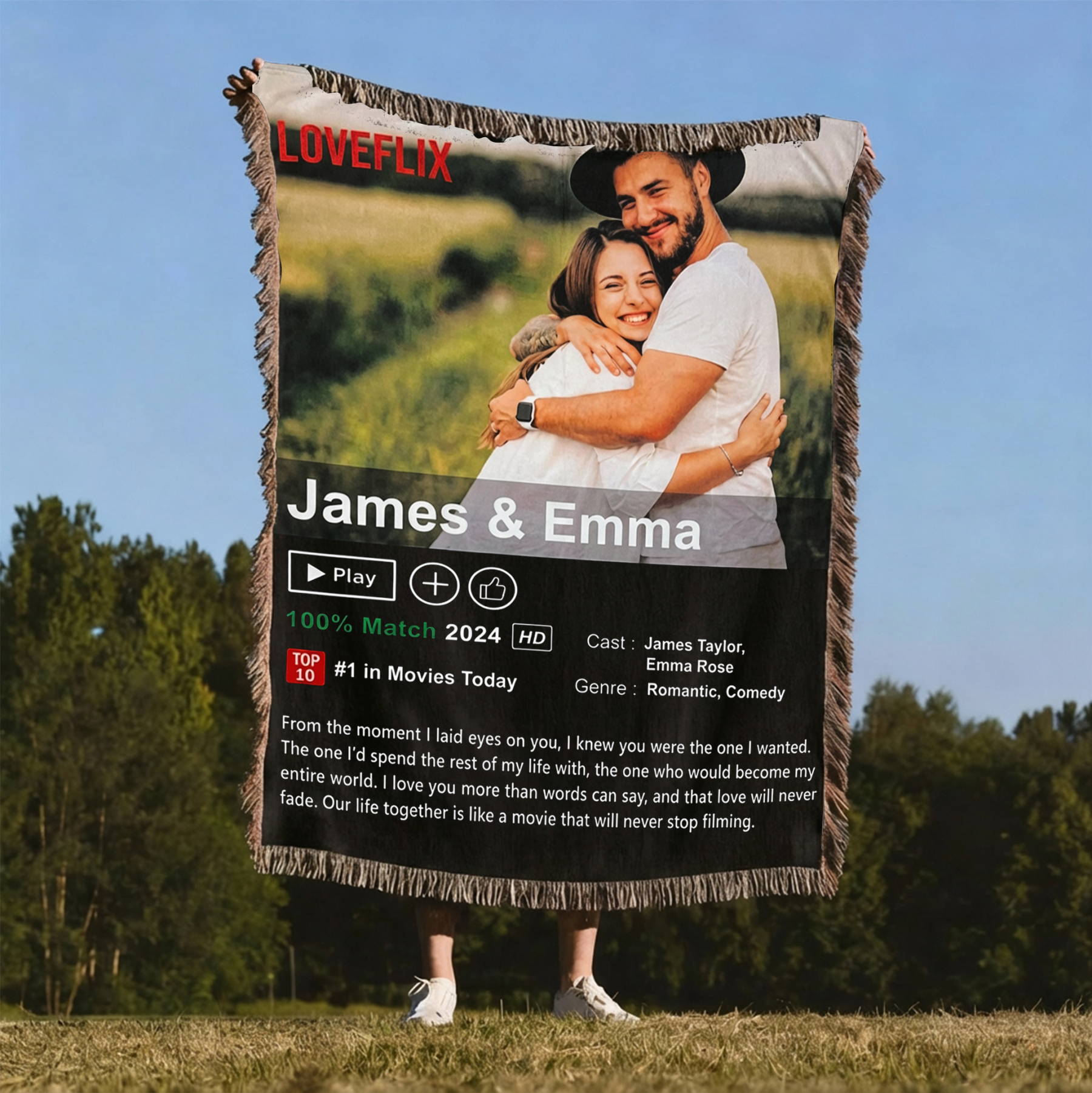 Custom Anime Loveflix Movie Photo Tassel Blanket With Your Love Story