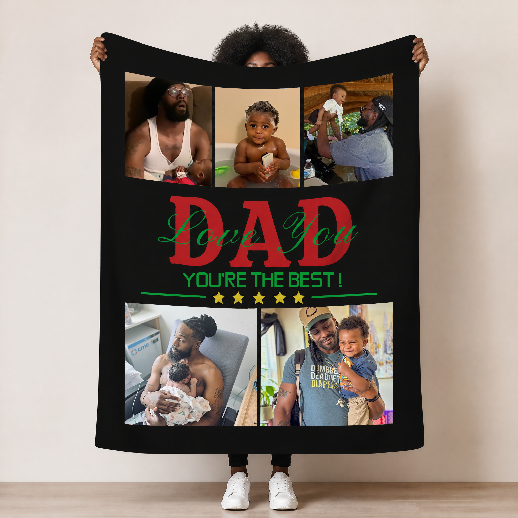 Custom Dad Love You Blanket - Personalized Photo Gift for Dad - Father's Day Gift