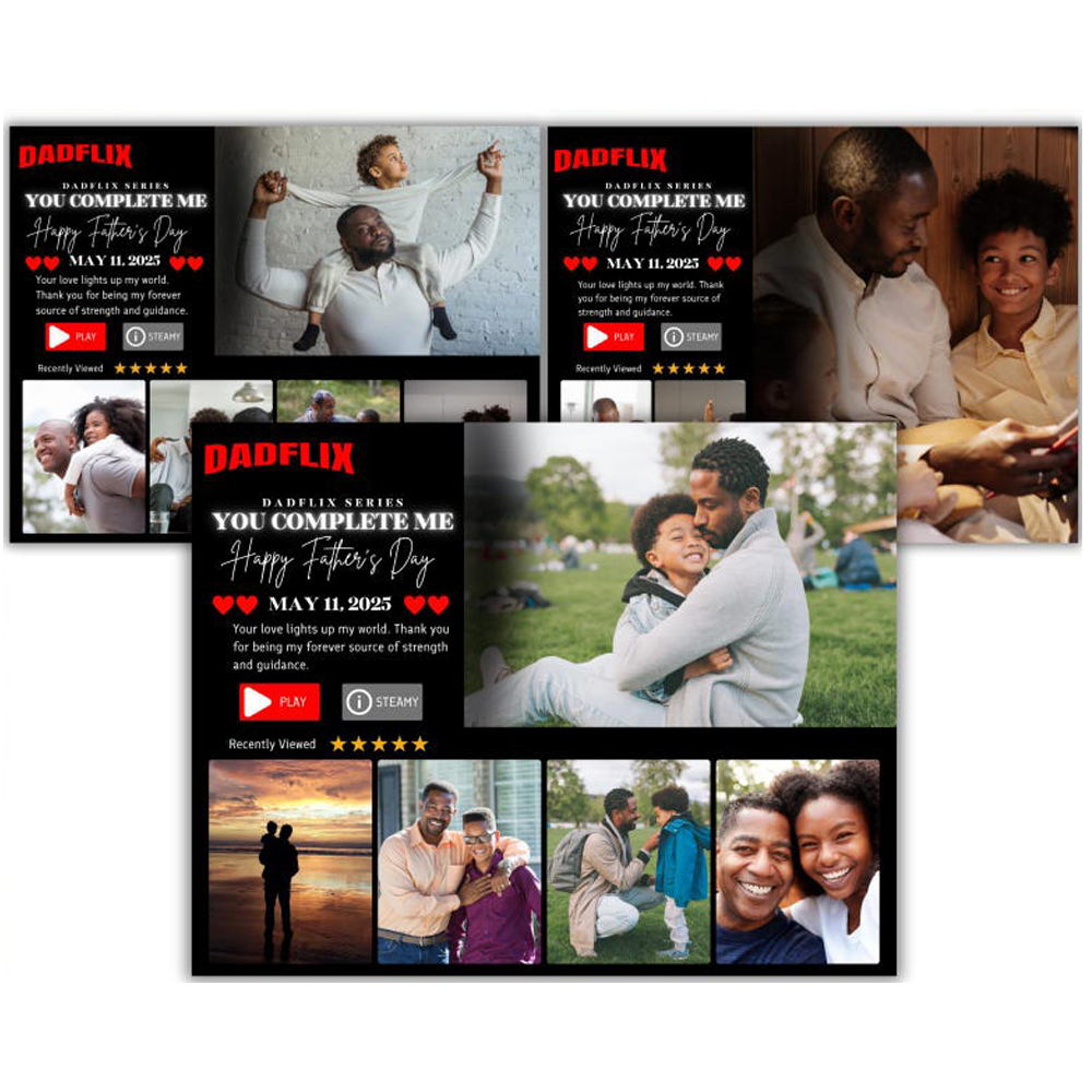 Customized Dadflix Series You Complete Me Movie Photo Frame, The Best Father's Day Gift Ever