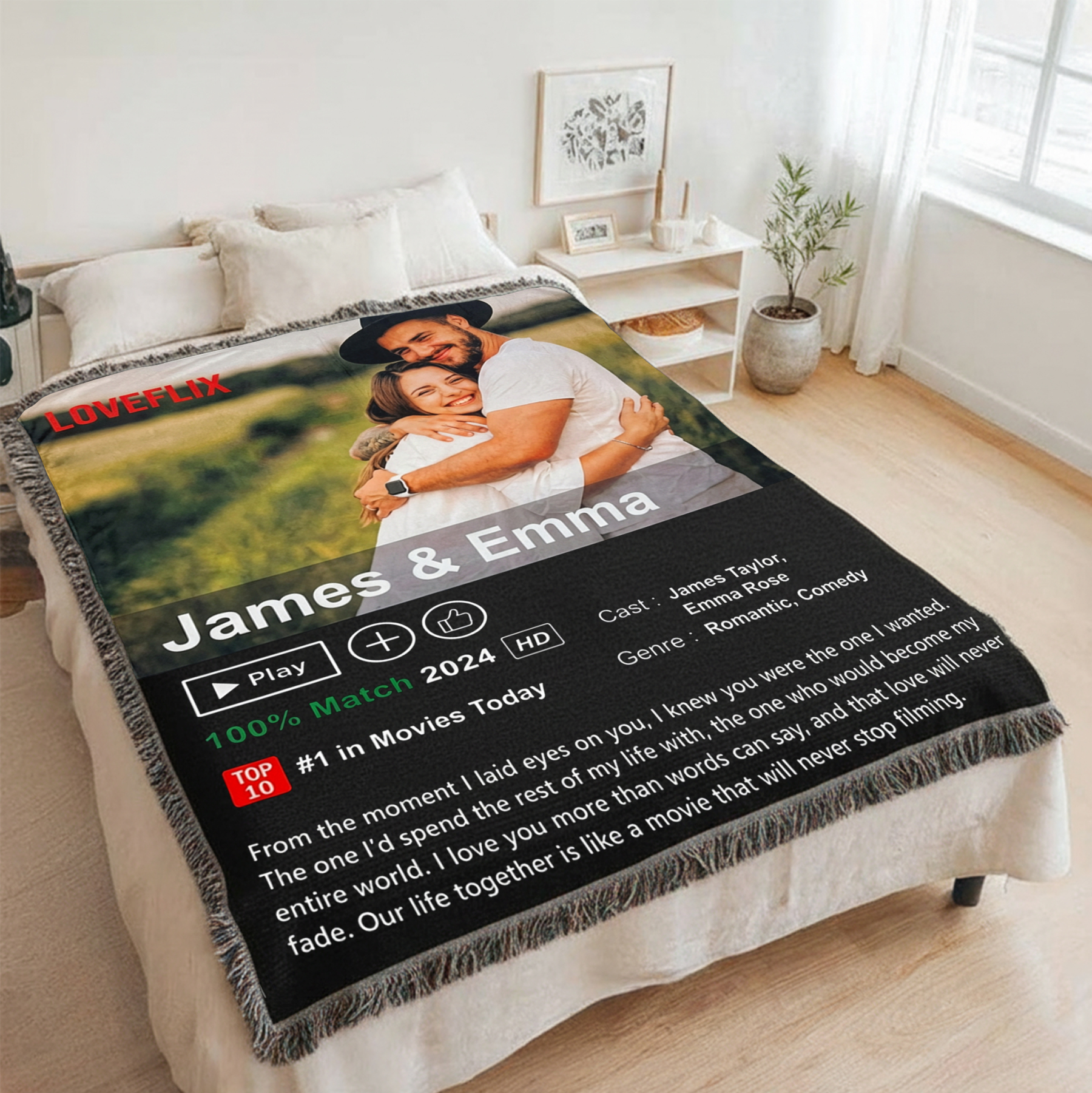 Custom Anime Loveflix Movie Photo Tassel Blanket With Your Love Story