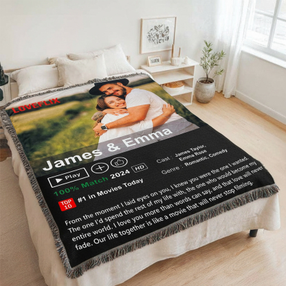 Custom Anime Loveflix Movie Photo Tassel Blanket With Your Love Story