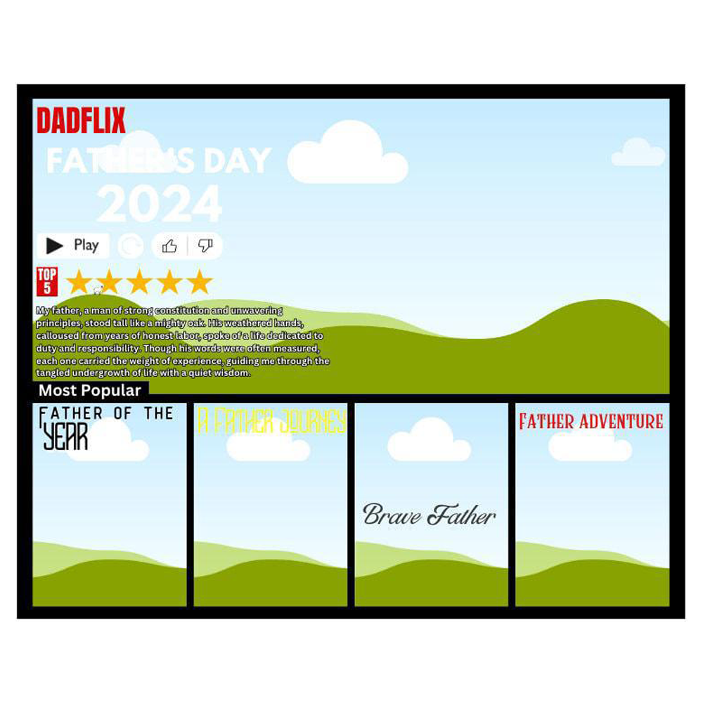 Viral Dadflix Canva Editable Template, Dadflix Movie Photo Collage, Happy Father’s Day Template, Gift For Grandpa, Father's Day Gift