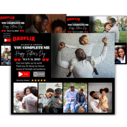 Customized Dadflix Series You Complete Me Movie Photo Frame, The Best Father's Day Gift Ever