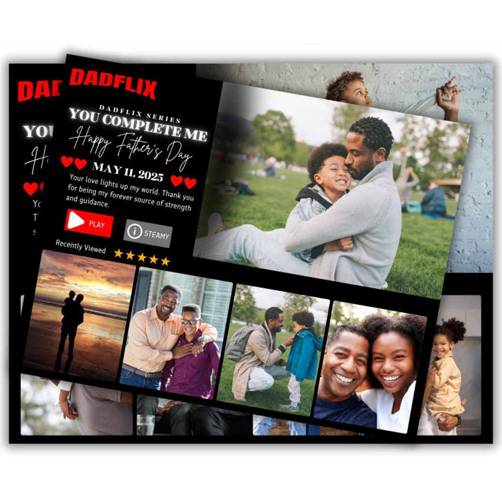 Customized Dadflix Series You Complete Me Movie Photo Frame, The Best Father's Day Gift Ever