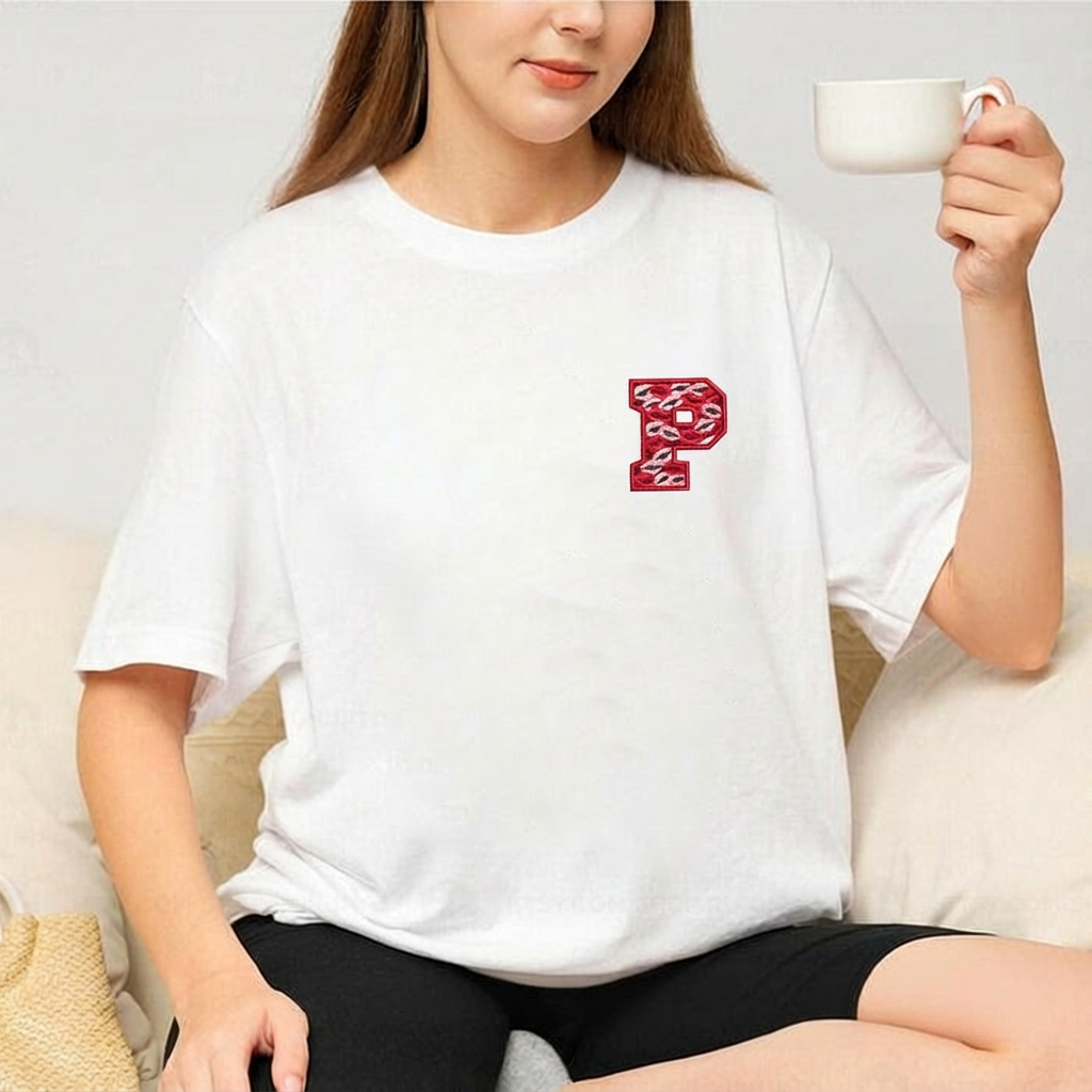 He Loves Your Kisses So Much! Couple's Kiss Embroidered Initial Hoodie