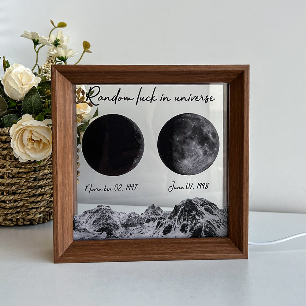 Random luck in universe Custom Moon Phases Print LED Light Frame for V