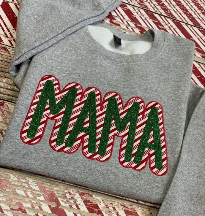 Christmas Mama Embroidered Glitter Sweatshirt Hoodie