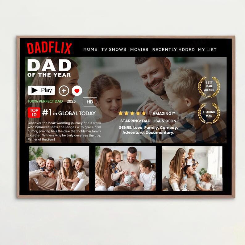 Happy Father’s Day Png, Customize Dadflix Canva Template, Gift For Grandpa Png
